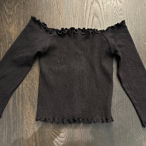 Malibu Sugar - One Size, Off the shoulder top, Black Rouched - Picture 1 of 2